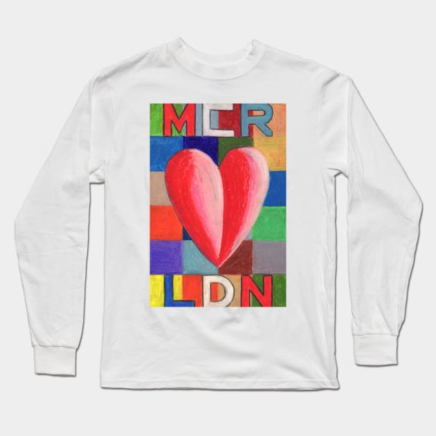 One Love MCR-LDN Long Sleeve T-Shirt by jamesknightsart